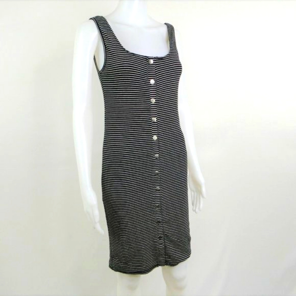 Summer Button Low Square Neck Dress